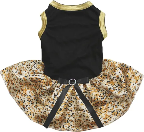 Miniatura 10 de Petitebella Vestido para perro cachorro con tema de leopardo liso (leopardo negro/beige, talla XS)