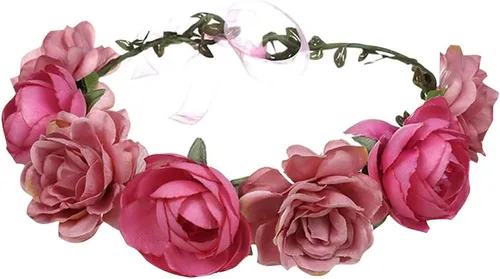 ccHuDE Flower Crown Headband Rose Peony Hairband Garland Wedding Headpiece Bridal Floral Crown Flower Headpiece Pink