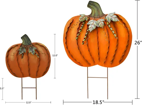 Miniatura 6 de Letreros de metal con estacas de calabaza, decoración de otoño, decoración decorativa de jardín, césped, calabazas, decoración de otoño al aire