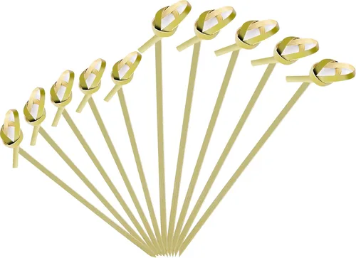 Miniatura 9 de 1200 piezas de palillos de cóctel de bambú, palillos de dientes elegantes para aperitivos, palos de cóctel de 4.13 pulgadas con nudo para bebidas