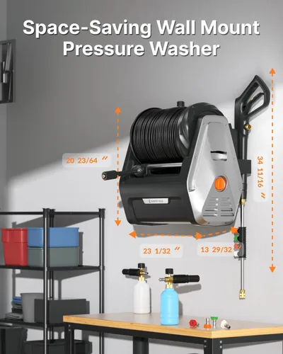 Miniatura 5 de Giraffe Tools Lavadora a presión montada en la pared G30 con motor mejorado de 1800 W, máximo 2900 PSI, lavadora eléctrica de 2.2 GPM con manguera