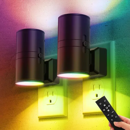 Miniatura 25 de Briignite - Luces nocturnas led enchufables, 3CCT, sensor de anochecer a amanecer, de 3000 K, regulable para pasillo, dormitorio, escalera, paquete