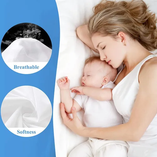 Miniatura 4 de Protector de colchón impermeable de tamaño individual - Funda ajustada para colchón, silenciosa, transpirable y lavable a máquina con bolsillos