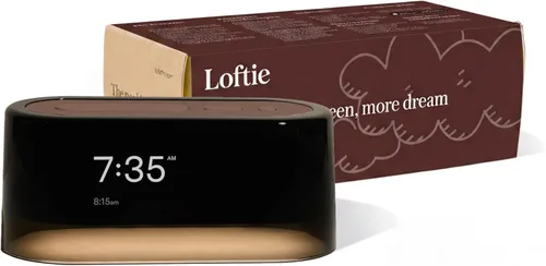 Loftie Reloj despertador con máquina de sonido – Reloj despertador inteligente con luz nocturna, ruido blanco, altavoz Bluetooth, más de 100 sonidos