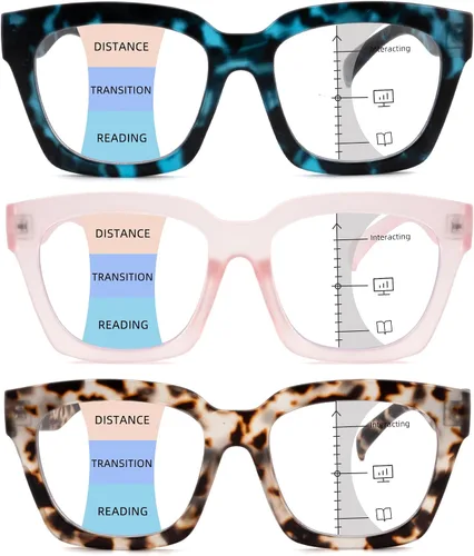 Miniatura 9 de HIYANJN Gafas de Lectura Bifocales para Mujeres con Filtro de Luz Azul para Computadora, Parte Superior Transparente, Montura Mate de Gran