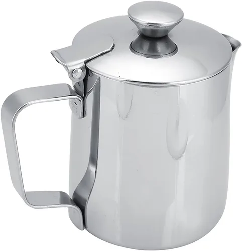 Miniatura 6 de Gavigain Taza de café de acero inoxidable jarra de espuma de leche con tapa para arte de café con leche (33.8 fl oz)