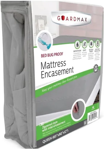 Guardmax Funda de colchón de punto con cremallera, tamaño Queen, impermeable y a prueba de chinches, ropa de cama cómoda, suave y silenciosa con 2 -