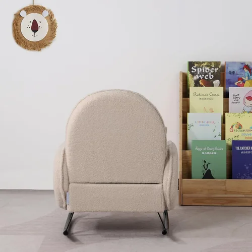 Miniatura 9 de Mecedora para bebé, silla para niños, sofá para niños, pie de metal tembloroso y tela sherpa, mecedora para niños y niñas (beige)