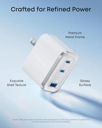 Miniatura 5 de Anker Cargador nano, salida ultrarrápida de 70 W, bloque de cargador USB C de 3 puertos, carga rápida, compacto y elegante, para iPhone serie 17/16