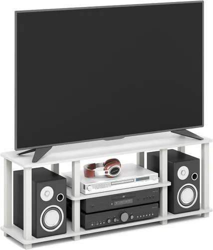 Miniatura 12 de Furinno Turn-N-Tube - Estante alto de exhibición de mesa auxiliar de entretenimiento para TV con armario de almacenamiento, 3 niveles, madera