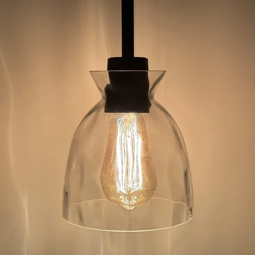 Miniatura 11 de Mini lámpara colgante industrial moderna de vidrio con semillas de burbujas, cilindro de iluminación colgante de cable ajustable para isla