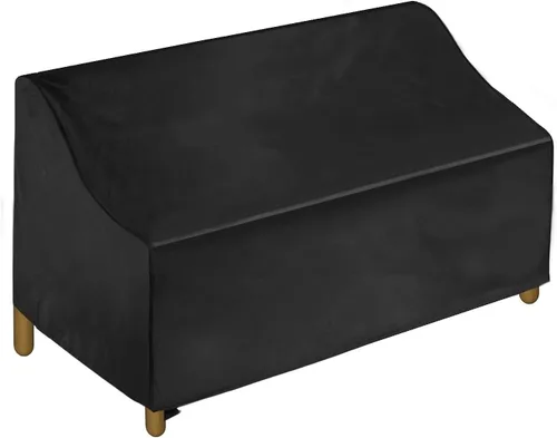Funda para sofá biplaza para patio, resistente al agua, 600D, con 2 dobladillo con cordón y asas acolchadas reforzadas, color negro (60 pulgadas de