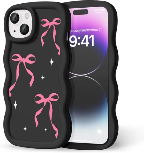 Miniatura 100 de Compatible con iPhone SE/8/7 Funda para Mujeres y Niñas, Marco Ondulado Rizado con Patrón Lindo, Estética Delgada Suave Silicona TPU Parachoques