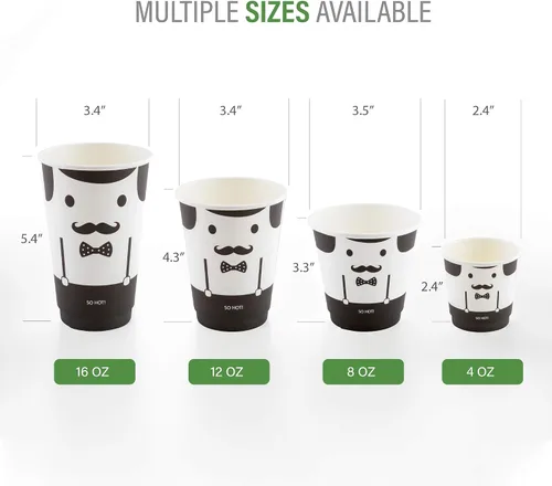 Miniatura 20 de Restaurantware Tazas de café de papel de 4 onzas, 25 tazas de papel desechables de doble pared, a prueba de fugas, reciclables, tazas calientes