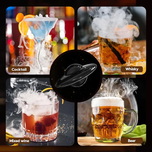 Miniatura 5 de Kit de ahumador eléctrico de whisky, kit de ahumador de cóctel con encendedor integrado con 6 virutas de madera, kit de ahumador de whisky sin