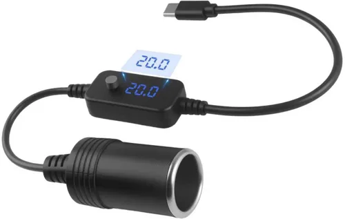 Adaptador USB ajustable a 12 V con salida de 5 V/9 V/12 V/15 V/20 V, adaptador USB PD3.0 de 65 W a encendedor de cigarrillos, adaptadores de
