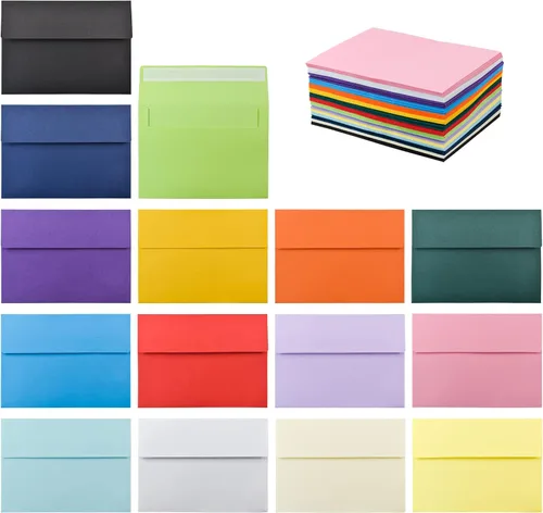 Miniatura 10 de VANRA Paquete de 150 sobres coloridos para invitaciones, sobres A2 a granel para tarjetas de felicitación de 4.25 x 5.5, invitaciones de boda, fotos