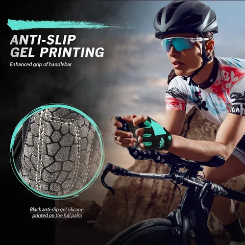 Miniatura 5 de Guantes de bicicleta para hombres y mujeres con almohadilla antideslizante que absorbe los golpes, guantes de ciclismo ligeros de medio dedo