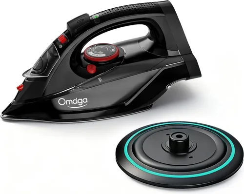 OMAIGA - Plancha inalámbrica para ropa, plancha de vapor de 1500W con calentamiento rápido, suela de cerámica, apagado automático, autolimpieza,