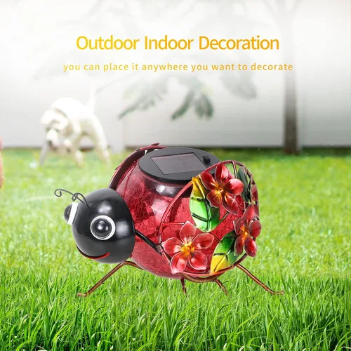 Miniatura 3 de MUMTOP Lámpara Solar, Luces LED Solares Impermeables al Aire Libre, Decorativas, Soporte de Mesa en Forma de Mariquita, para Decoración de Patio