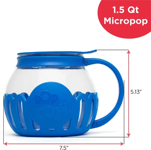 Miniatura 7 de Ecolution - Palomitero MicroPop patentado para microondas, con vidrio seguro para temperatura, tapa 3 en 1 mide granos y derrite mantequilla, hecho