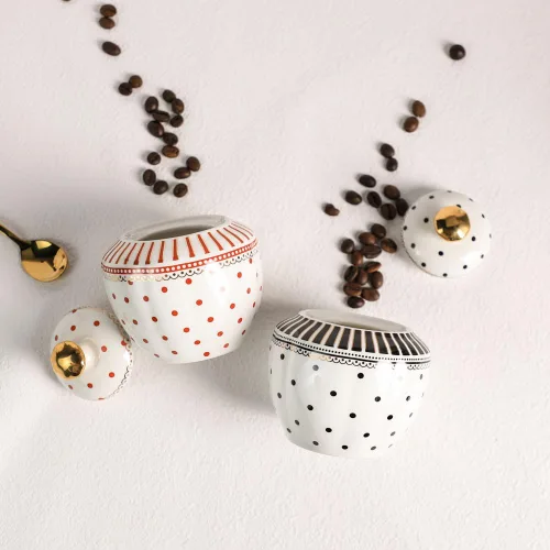 Miniatura 6 de Juego de crema de cerámica y azucarera de cerámica para servir café