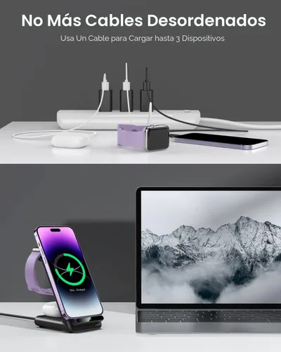 Miniatura 8 de Estación de carga inalámbrica, soporte de carga 3 en 1 hecho para Apple Watch Ultra 11 10 9 8 7 6 SE 5 4 3, cargador inalámbrico rápido hecho