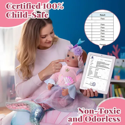 Miniatura 2 de BABESIDE Muñeca bebé de sirena para niña, muñecas de bebé suaves realistas de 15 pulgadas con cola de sirena brillante y accesorios, lindos juguetes
