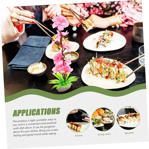 Miniatura 3 de 5 sets Exquisito plato de flores japonesas para sushi decorativo frío plato flor adorno flor falsa decoración 2 piezas x 5