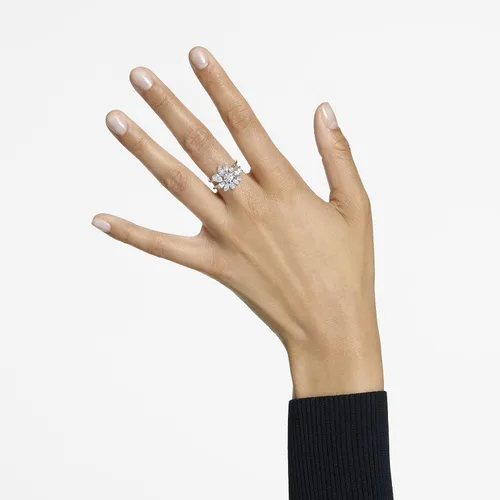Miniatura 6 de SWAROVSKI Gema Crystal Cocktail Ring Pair Jewelry Collection, Rhodium Tone Finish