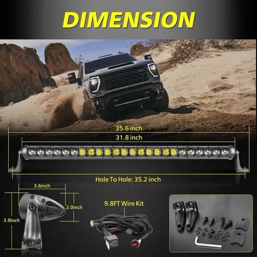 Miniatura 2 de Barra de luz LED de 30 pulgadas de fila única de 168 W, kit de luz LED delgado con arnés de cableado, cubierta negra, combo de haz puntual y amplio