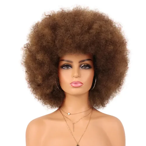 Miniatura 8 de G&T Wig Pelucas rizadas afro de los años 70 para mujeres negras, sin pegamento y suaves pelucas afro negras grandes, con volumen y suaves de aspecto