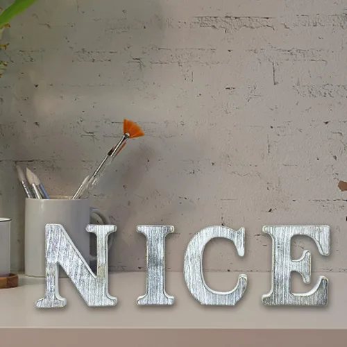 Miniatura 4 de Letras de madera rústica sin terminar de 4 pulgadas para decoración de pared, letras decorativas de pie en rodajas, decoración de tablero