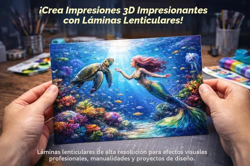 Miniatura 5 de Lámina lenticular de 17 x 13 pulgadas, parte trasera adhesiva 50LPI (5 hojas), lámina lenticular transparente en blanco, retrato, trucos de magia