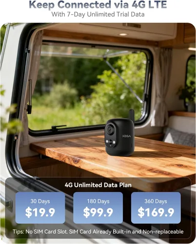 Miniatura 2 de Xega Cámara de seguridad celular 4G LTE inalámbrica para interiores, cámara 2K sin WiFi para bebé/mascota/ancianos con aplicación de teléfono, 355 °