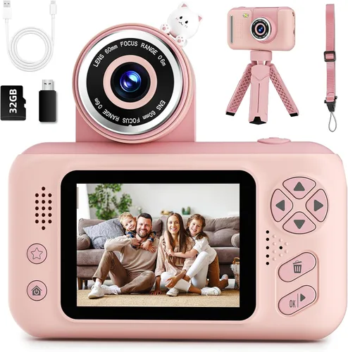 Makolle Cámara de selfie infantil de video digital HD, regalo de cumpleaños de Navidad para niñas de 3 a 9 años, juguete portátil para niños de 3,