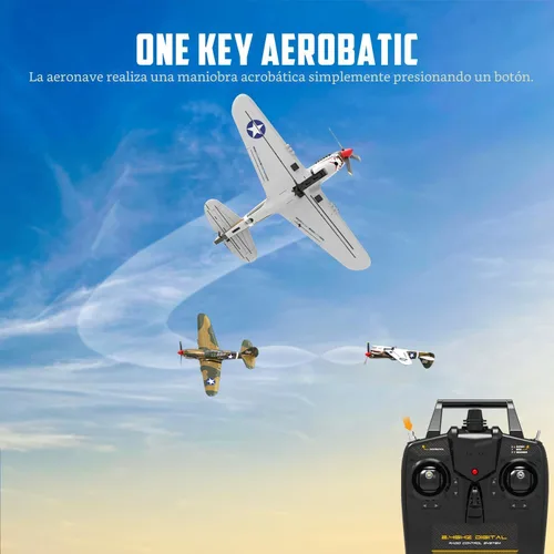 Miniatura 3 de VOLANTEXRC Avión RC, avión de combate P40 de control remoto de 4 canales con Aileron, giroscopio de 6 ejes, acrobacias aéreas para adultos