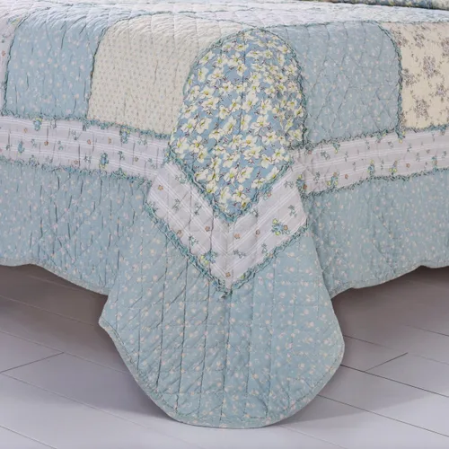 Miniatura 3 de Edredón Patchwork - Flor Silvestre Azul - Niños o Twin