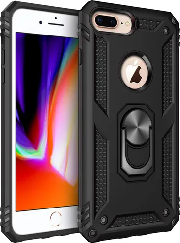 Miniatura 26 de Korecase Funda para iPhone 8, protección de cámara, armadura militar, doble capa, soporte compatible con iPhone 6 6s y iPhone 7 8, color negro