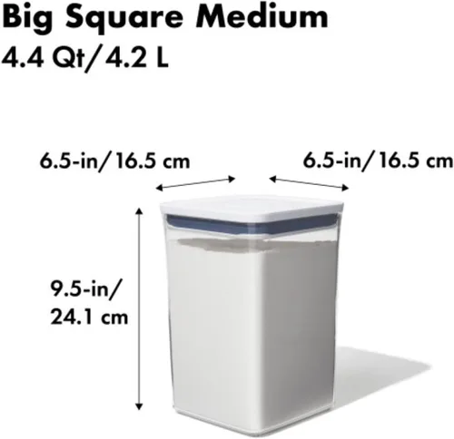 Miniatura 2 de OXO Good Grips - Contenedor POP de 4.4 cuartos de galón/4.2 L, recipientes herméticos para almacenamiento de alimentos Blanco