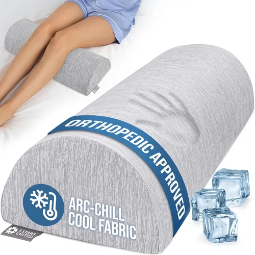 5 STARS UNITED Almohada de rodilla para dormir de espalda, almohada de media luna para piernas, almohada debajo de la rodilla para dormir de Gris