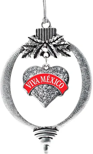 Miniatura 109 de Inspired Silver - Red Merry - Adorno de Navidad plateado - Adorno de árbol de Navidad con dije de corazón con circonita cúbica - Decoración colgante