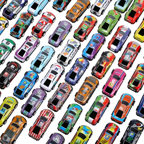 Vinsot 60 unidades de autos de carreras de fundición a presión, a granel, coches de recuerdos, caja del tesoro, bolsas de regalo, regalo de