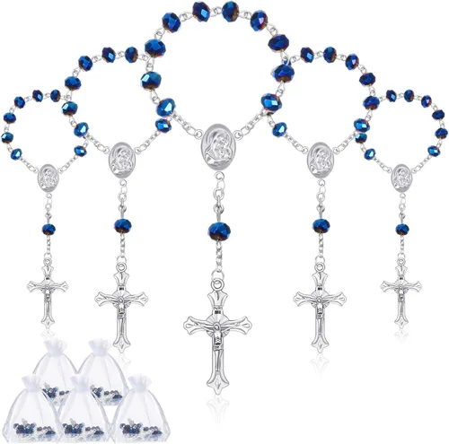 Yinkin 30 piezas de rosario de bautizo, mini rosarios católicos, recuerdos de bautizo para invitados, recuerdos de fiesta, cuentas de rosario 30