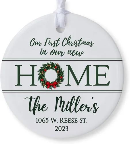 Miniatura 14 de Adorno Personalizado para la Primera Navidad en Nuestro Nuevo Hogar 2025, Adorno de Dirección de Casa Personalizado, Regalo para la Familia, Regalo