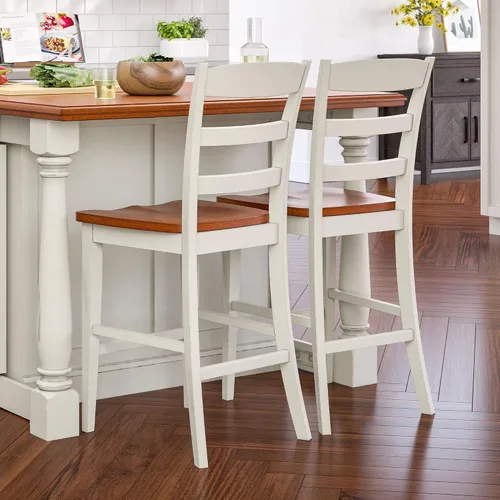 Miniatura 11 de Homestyles Monarch Taburete de bar de madera blanca antigua