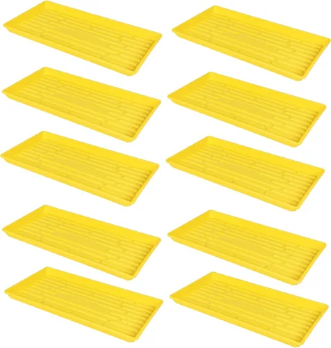 Miniatura 24 de SUNPACK Bandeja de inicio de semillas de plástico resistente de 10 x 20 pulgadas, color negro, 2.5 pulgadas, sin agujeros de drenaje, ideal