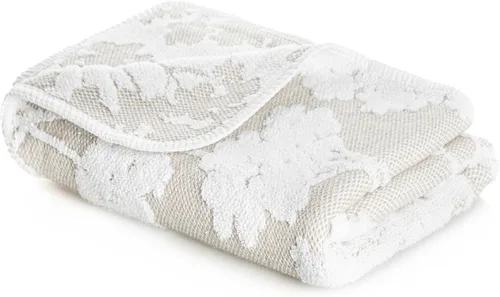 Graccioza Eden - Paño de lavado de 12 x 12 pulgadas, mezcla de algodón y lino de 21.16 oz/m², toalla ultrasuave con diseño elevado inspirado en la