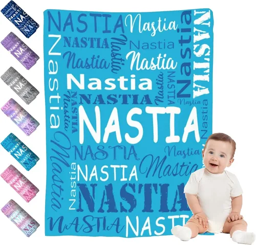 Miniatura 20 de Mantas de bebé personalizadas para niño y niña, manta de bebé personalizada con nombre para niños y adultos, mantas suaves personalizadas
