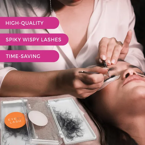 Miniatura 2 de Eyesy Lash 500 Abanicos Wispy Promade - 9D 0.05 Tamaño 8mm Rizo D - Pestañas Naturales Wispy Sueltas Abanicos de Pestañas Premade para Extensiones